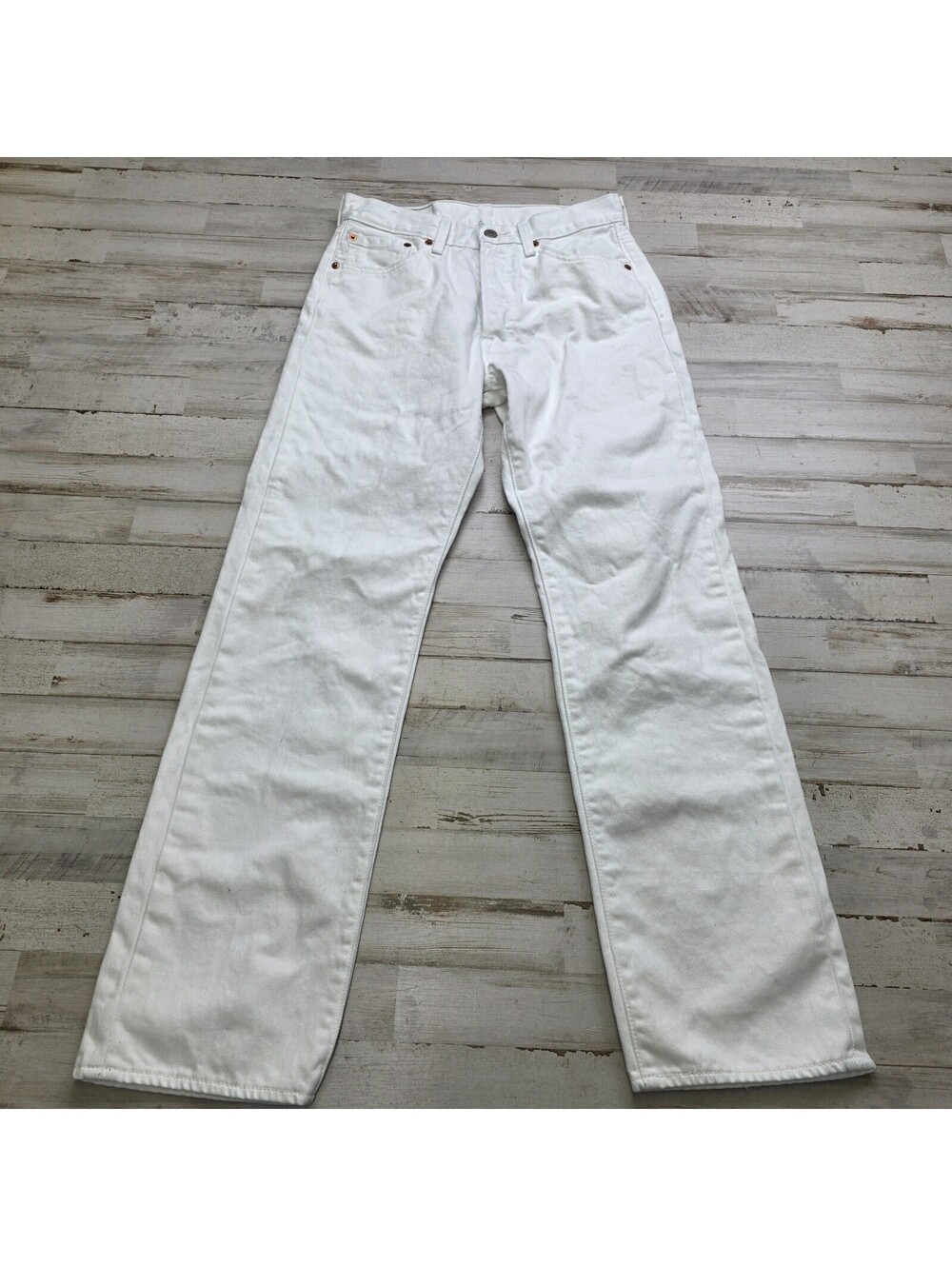 Vintage Levi's 501 Jeans 30x32 (*Fits 28x30) White Denim Button-Fly Classic - Picture 3 of 9